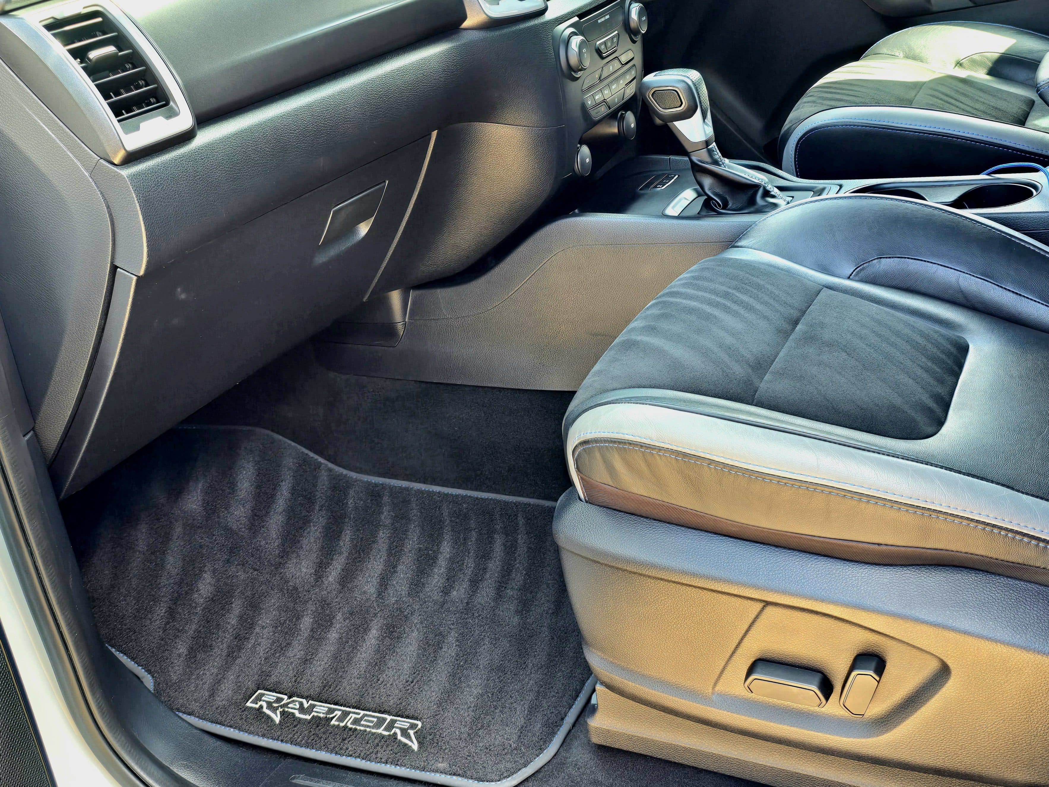 Ford Ranger Raptor interior professionally cleaned by Blue Horizon Detailing — deep clean result Warwickshire