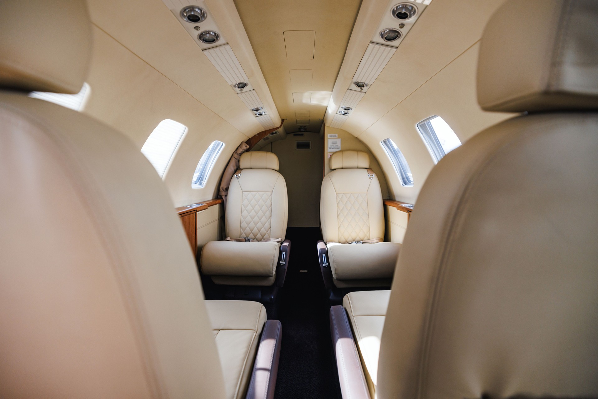 Luxury Private Jet Interior with Leather Seats