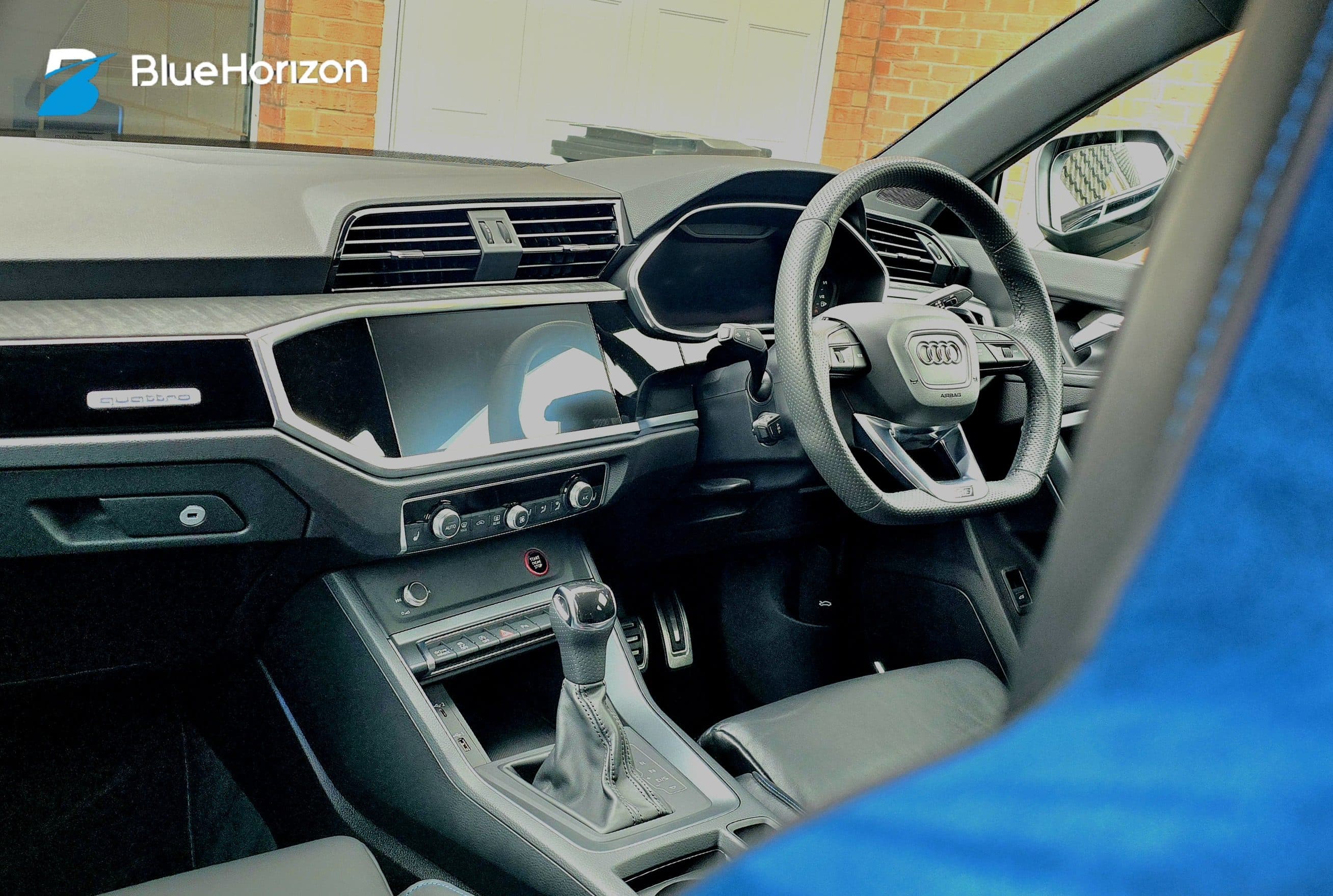 Audi RS Q3 interior professionally cleaned and detailed by Blue Horizon Detailing — interior deep clean result Warwickshire